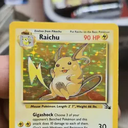 Pokemon Raichu Fossil Holo Rare Card 14/62 English 1999 Unlimited 90 HP - Image 3