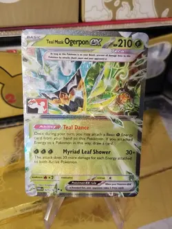 Teal Mask Ogerpon ex Prize Pack Series 6 Promo Pokemon Card NM/LP Stamp - Image 1