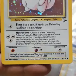 Pokemon Base Set 2 Clefairy Holo Rare Card 6/130 English 2000 Basic 40 HP - Image 2
