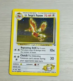 Pokemon TCG Lt. Surge's Fearow Holo Rare Card 7/132 Gym Heroes MP Small Crease - Image 5