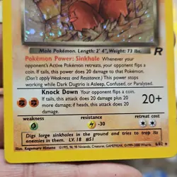 Pokemon Team Rocket Dark Dugtrio Holo Rare Card 6/82 English 2000 50 HP - Image 2