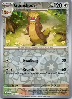Gumshoos 177/197 Reverse Holo Obsidian Flames OBF NM Pokemon TCG Card - Image 1