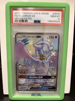 Pokemon TCG Reshiram GX Hidden Fates Shiny Vault Holo Rare Card SV51/SV94 PSA 10 - Image 1