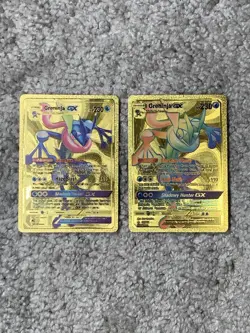 Set of 2 Greninja GX HP230 Shuriken Flurry Gold Foil Fan Art Card - Image 1