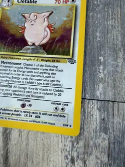 CLEFABLE Jungle Series POKEMON 1999 Holo Trading Card 1/64 - Image 3