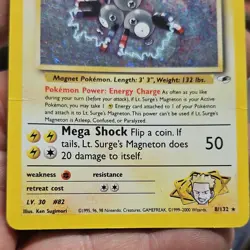 Pokemon Gym Heroes Lt. Surge's Magneton Holo Rare Card 8/132 English 2000 WOTC - Image 2