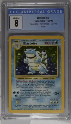 CGC 8 Blastoise 1999 Base Set 2/102 Holo Pokemon Card - Image 1