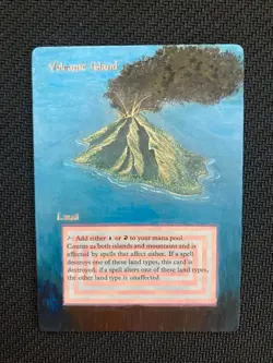 Volcanic Island ALTERED (Revised) extended art, real card handpainted! v1 - Image 1