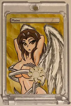 PLAINS - BASIC LAND (ANIME GIRL) MTG ELSPETH Hand Painted Altered Extended Art - Image 1