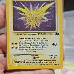 Pokemon Wotc Fossil Zapdos Holo Rare Card 15/62 English 1999 Basic 80 HP - Image 1
