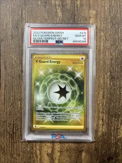 POKEMON 2022 Silver Tempest Full Art V GUARD ENERGY #215 PSA 10 Gem Mint - Image 1
