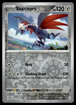 SKARMORY [FOIL] - 142/197 - OBSIDIAN FLAMES OBF POKEMON SV REVERSE - NM - Image 1
