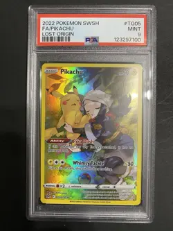 PSA 9 Pikachu TG05/TG30 Pokemon Lost Origin Trainer Gallery Sword Shield Holo - Image 1