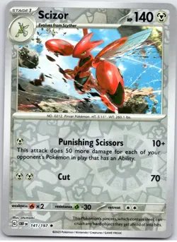 POKEMON TCG SCIZOR 141/197 OBF RARE OBSIDIAN FLAMES POKEMON REVERSE HOLO - Image 1