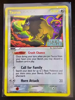 Tauros 12/100 Stamp - EX Crystal Guardians - Pokemon TCG - (MP) - Image 1