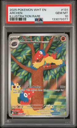 2025 POKEMON WHT EN-WHITE FLARE ILLUSTRATION RARE #131 ARCHEN PSA 10 - Image 1