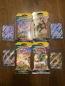Pokemon Evolving Skies Sleeved Booster Pack Full Art Set New With 4 Vmax cards - Image 1