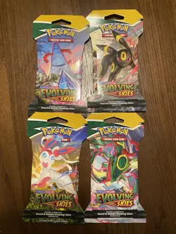 Pokemon Evolving Skies Sleeved Booster Pack Full Art Set New With 4 Vmax cards - Image 2