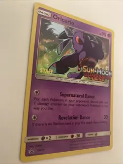 Oricorio SM19 Guardians Rising STAFF Prerelease Holo Rare Promo Pokemon Card - Image 2