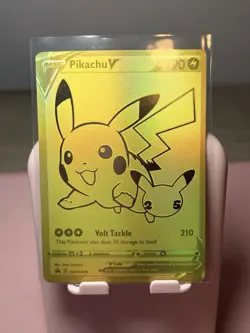 Pokemon Card Pikachu V #SWSH145 Celebrations 25th Anniversary Promo Gold NM/M - Image 1