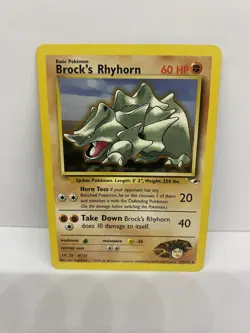 BROCK'S RHYHORN - 022/132 - GYM HEROES - RARE POKEMON CARD - LP-NM - Image 1