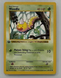 Pokemon TCG 1999 Base Set Weedle Card 69/102 1st Edition Shadowless - Image 1