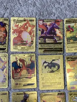 Set of 20 Charizard,Mewtwo,Magikarp,Pikachu,Umbreon&More Gold Foil Fan Art Cards - Image 3