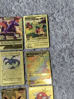 Set of 20 Charizard,Mewtwo,Magikarp,Pikachu,Umbreon&More Gold Foil Fan Art Cards - Image 4