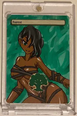 FOREST - BASIC LAND (ANIME) MTG VIVIEN REID Hand Painted Altered Extended Art - Image 1