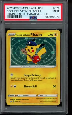 PSA 9 - 2020 Special Delivery Pikachu SWSH074 Sword & Shield Promo Pokemon - Image 1