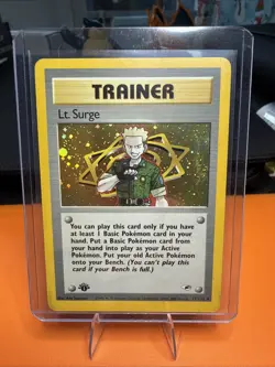 Pokemon TCG Lt. Surge 017/132 Gym Heroes Holo 1st Edition HP Free Shipping! - Image 1