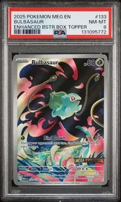 2025 POKEMON MEG EN-MEGA EVOLUTION ENHANCED BOOSTER BOX TOPPER BULBASAUR PSA 8 - Image 1