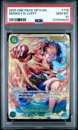 2025 ONE PIECE OP13-CARRYING ON HIS WILL #118 MONKEY D. LUFFY PSA 10 - Image 1