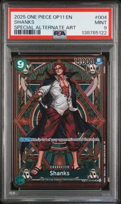 2025 ONE PIECE OP11-A FIST OF DIVINE SPEED SPECIAL ALTERNATE ART SHANKS PSA 9 - Image 1