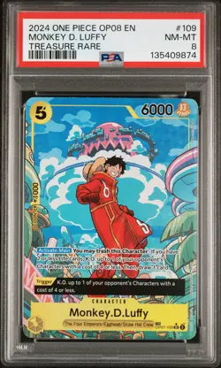 2024 ONE PIECE OP08-TWO LEGENDS TREASURE RARE #109 MONKEY D. LUFFY PSA 8 - Image 1