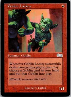 MTG Magic The Gathering Goblin Lackey Urza's Saga Played See Scan A - Image 1