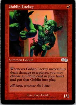 MTG Magic The Gathering Goblin Lackey Urza's Saga Played See Scan B - Image 1