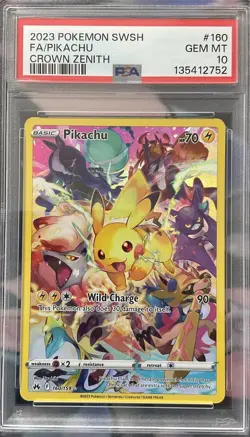 PIKACHU (Secret) 160/159 POKEMON CROWN ZENITH ILLUSTRATION RARE PSA 10⚡⚡⚡ - Image 1