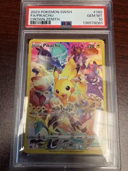 PIKACHU 2023 Pokemon Sword & Shield Crown Zenith Full Art #160 PSA 10 - Image 1