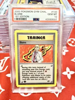 (WORST PSA 10) PSA Grade Error Blaines 1st Edition 2000 Pokemon Card - Image 1