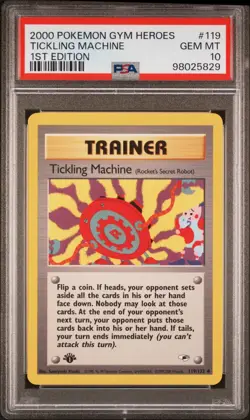 2000 POKEMON GYM HEROES 1ST ED #119 TICKLING MACHINE PSA 10 - Image 1