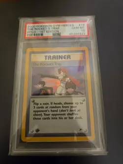 Pokemon Gym Heroes 1st Edition The Rocket's Trap Holo PSA 10 - Image 1