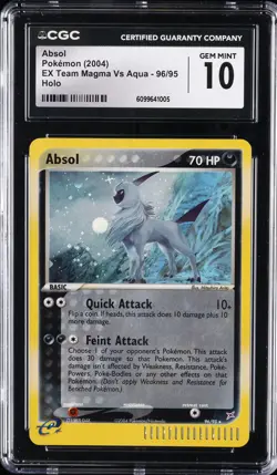 2004 POKEMON EX TEAM MAGMA VS AQUA #96 ABSOL CGC 10 - Image 1