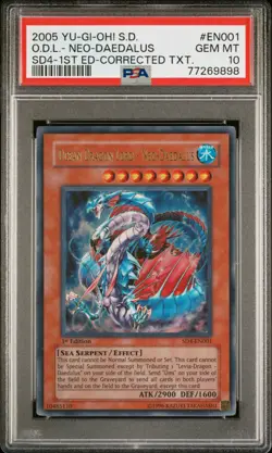 Yugioh Ocean Dragon Lord Neo Daedalus SD4-EN001 Corrected Text Ultra Rare PSA 10 - Image 1