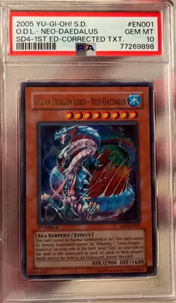 Yugioh Ocean Dragon Lord Neo Daedalus SD4-EN001 Corrected Text Ultra Rare PSA 10 - Image 4
