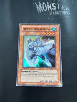 YUGIOH ELEMENTAL HERO BUBBLEMAN SUPER RARE YSDJ-EN017 1ST EDITION - Image 1