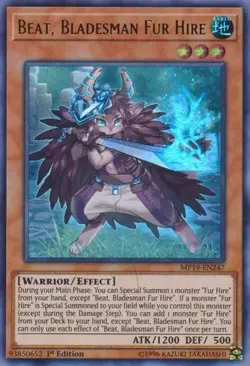 YUGIOH BEAT, BLADESMAN FUR HIRE ULTRA RARE MP19-EN247 1ST EDITION - Image 1