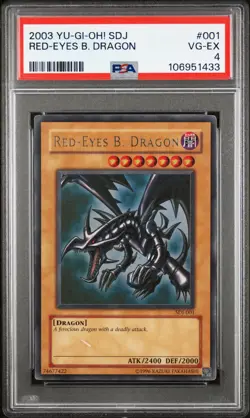 2003 YU-GI-OH! STARTER DECK: JOEY #001 RED-EYES B. DRAGON PSA 4 - Image 1