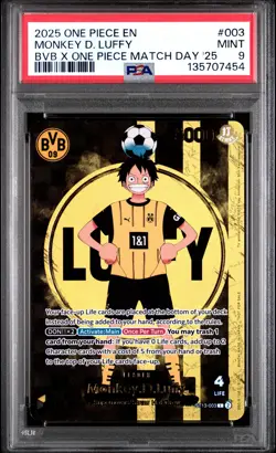 2025 ONE PIECE PROMOS BVB X ONE PIECE MATCH DAY 2025 #003 MONKEY D. LUFFY PSA 9 - Image 1