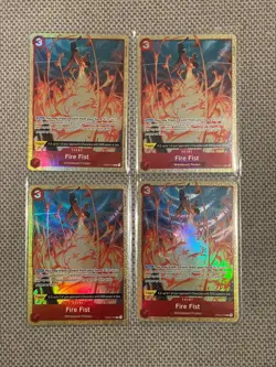 4x Fire Fist OP03-018 R Pillars of Strength English One Piece Max Rarity Playset - Image 1